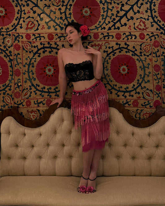 Blumarine Fuchsia Pink Fringe Skirt