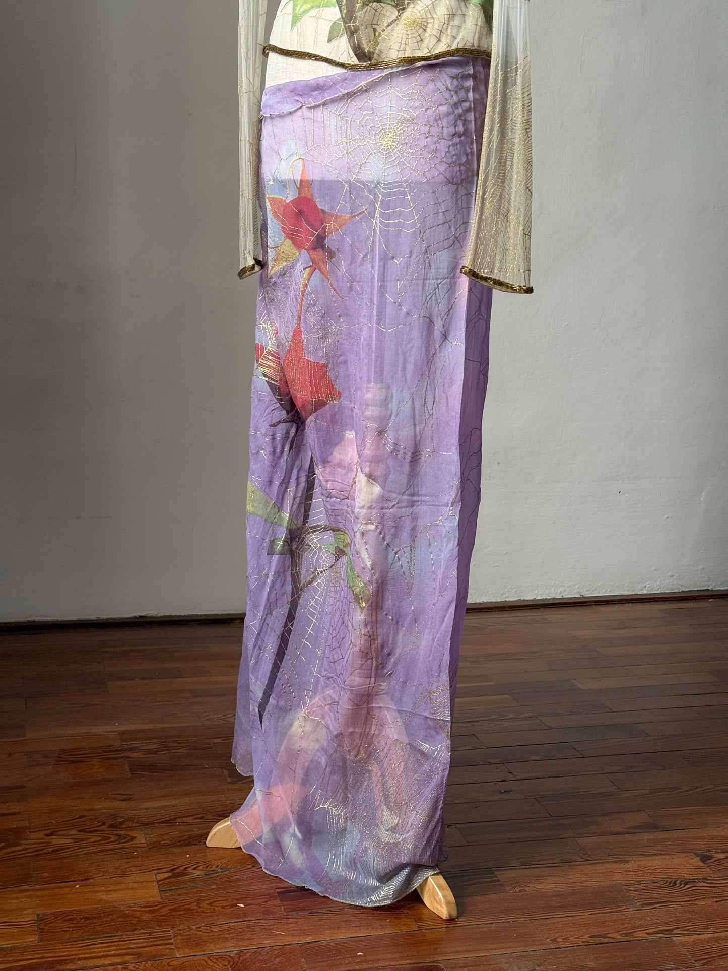 Roberto Cavalli 1999SS Rose and Spiderweb Cardigan & Silk Sarong