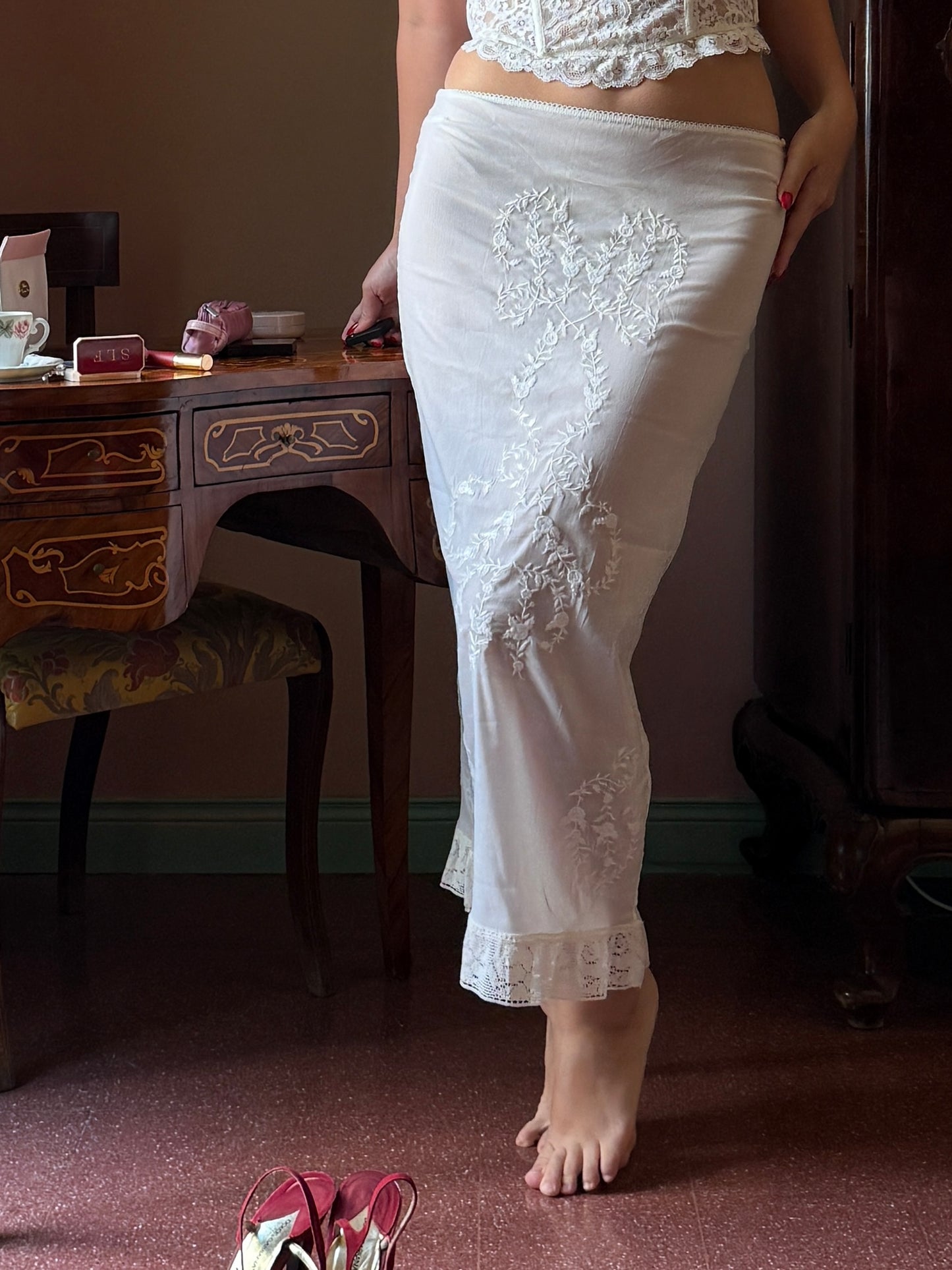 Dolce & Gabbana D&G 90s Ribbon Embroidered Skirt