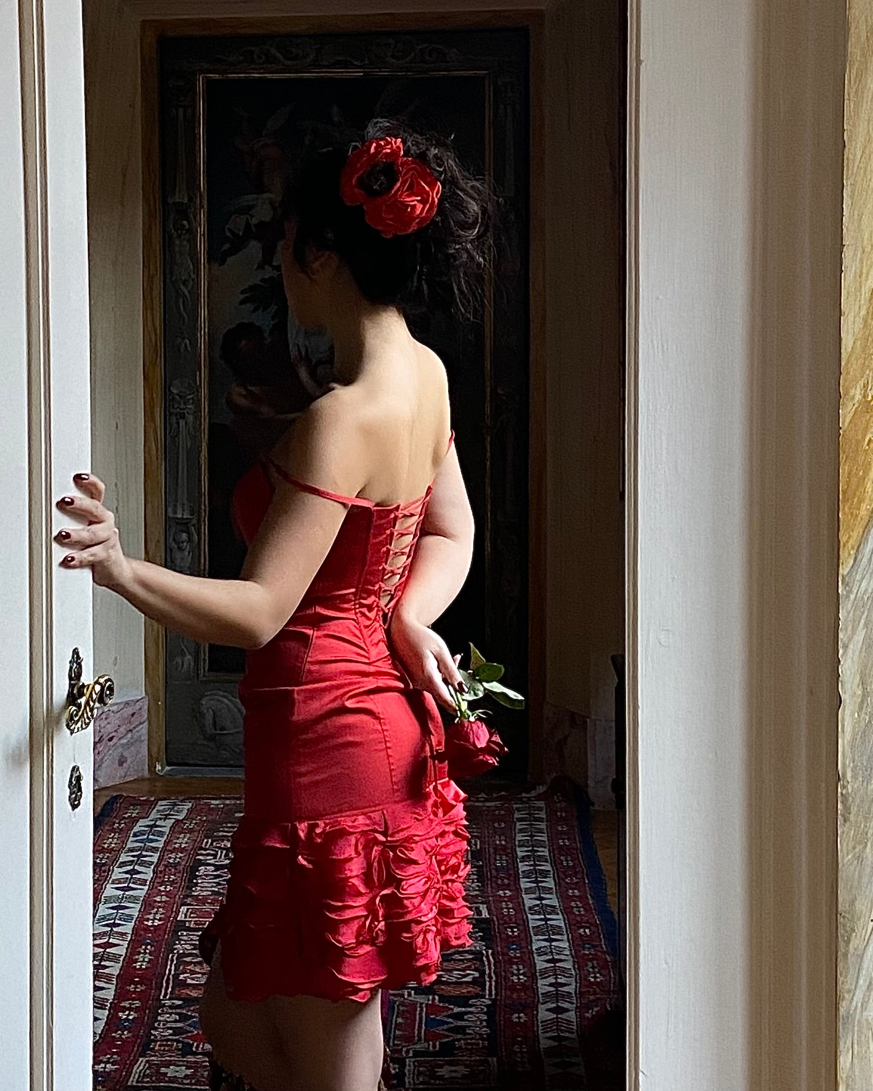 la perla red dress La Perla Red Dress with Built-in Bra Sous Les Fleurs