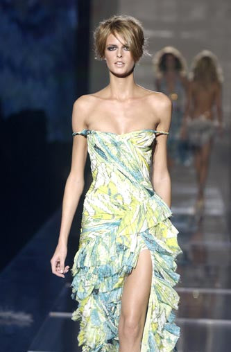 Roberto Cavalli 2004SS Feather Print Corset Dress