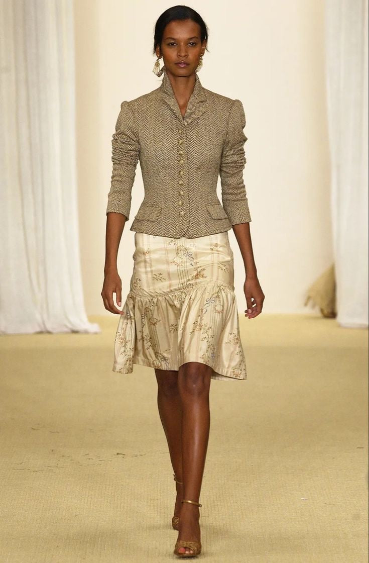 Ralph Lauren 2003SS Floral Embroidered Silk Skirt