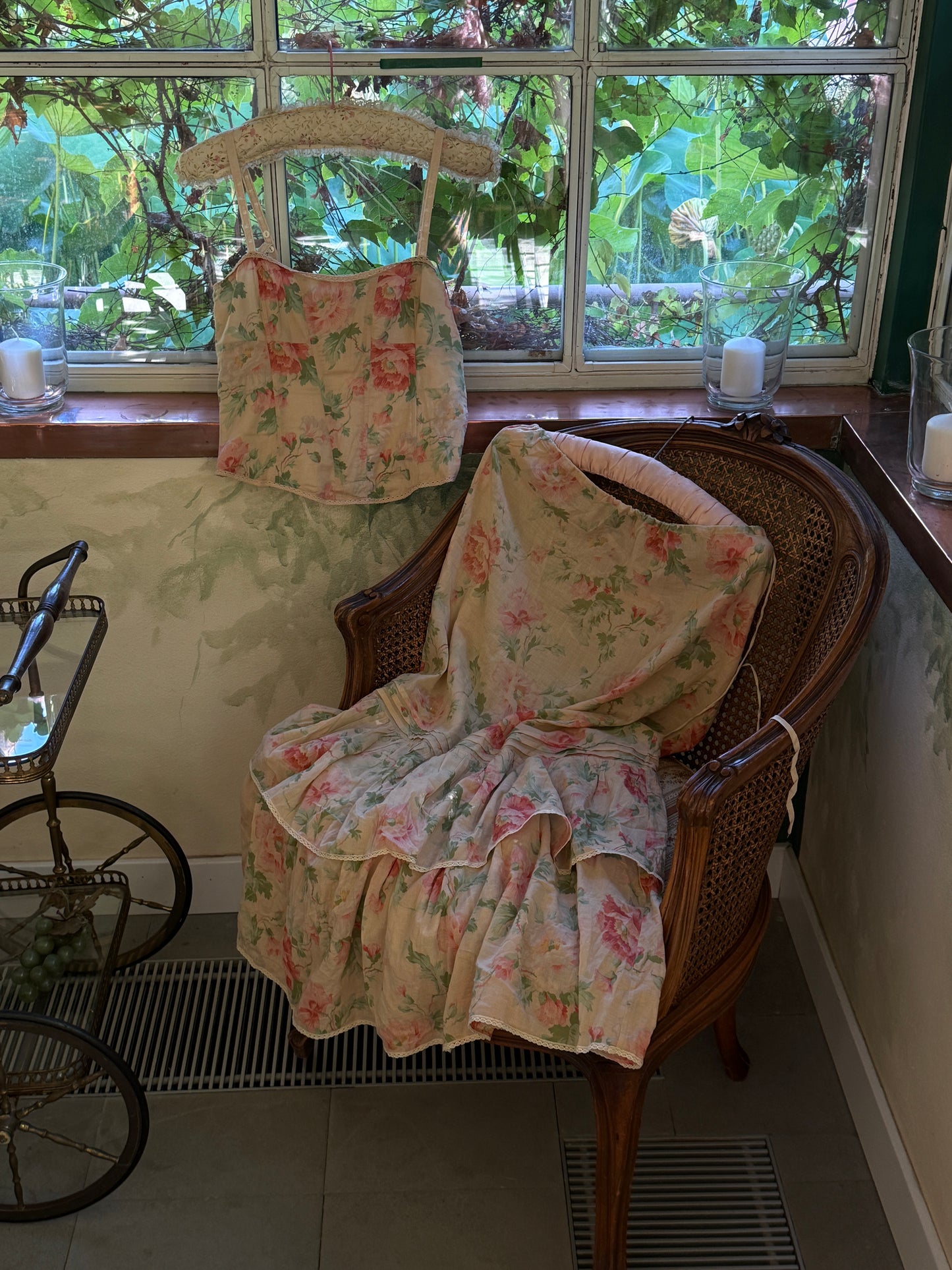 Ralph Lauren Beige Floral Corset and Skirt Set
