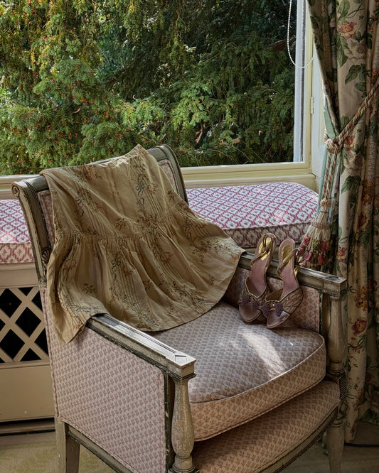 Ralph Lauren 2003SS Floral Embroidered Silk Skirt