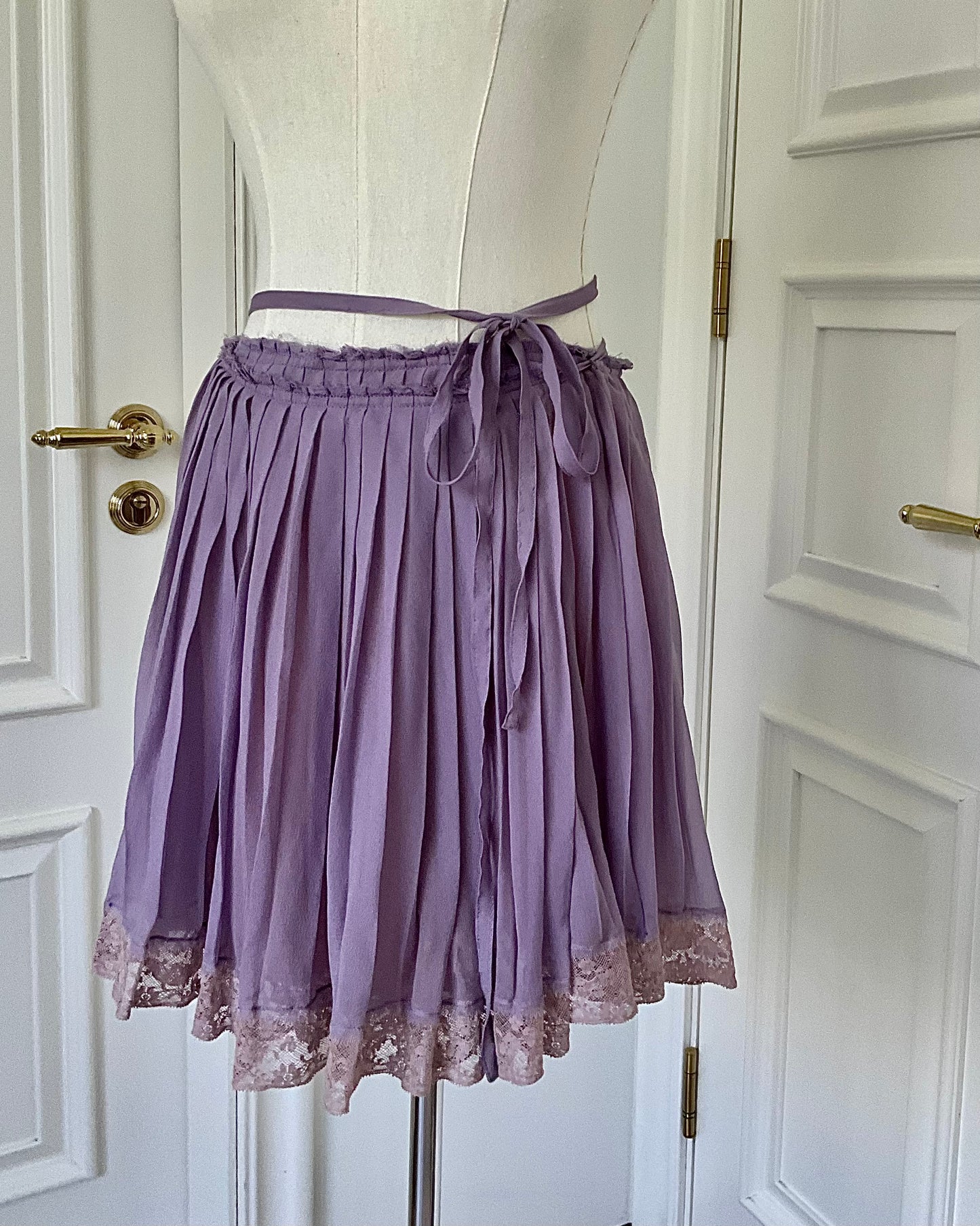 Miu Miu Purple Silk Chiffon Pleated Skirt