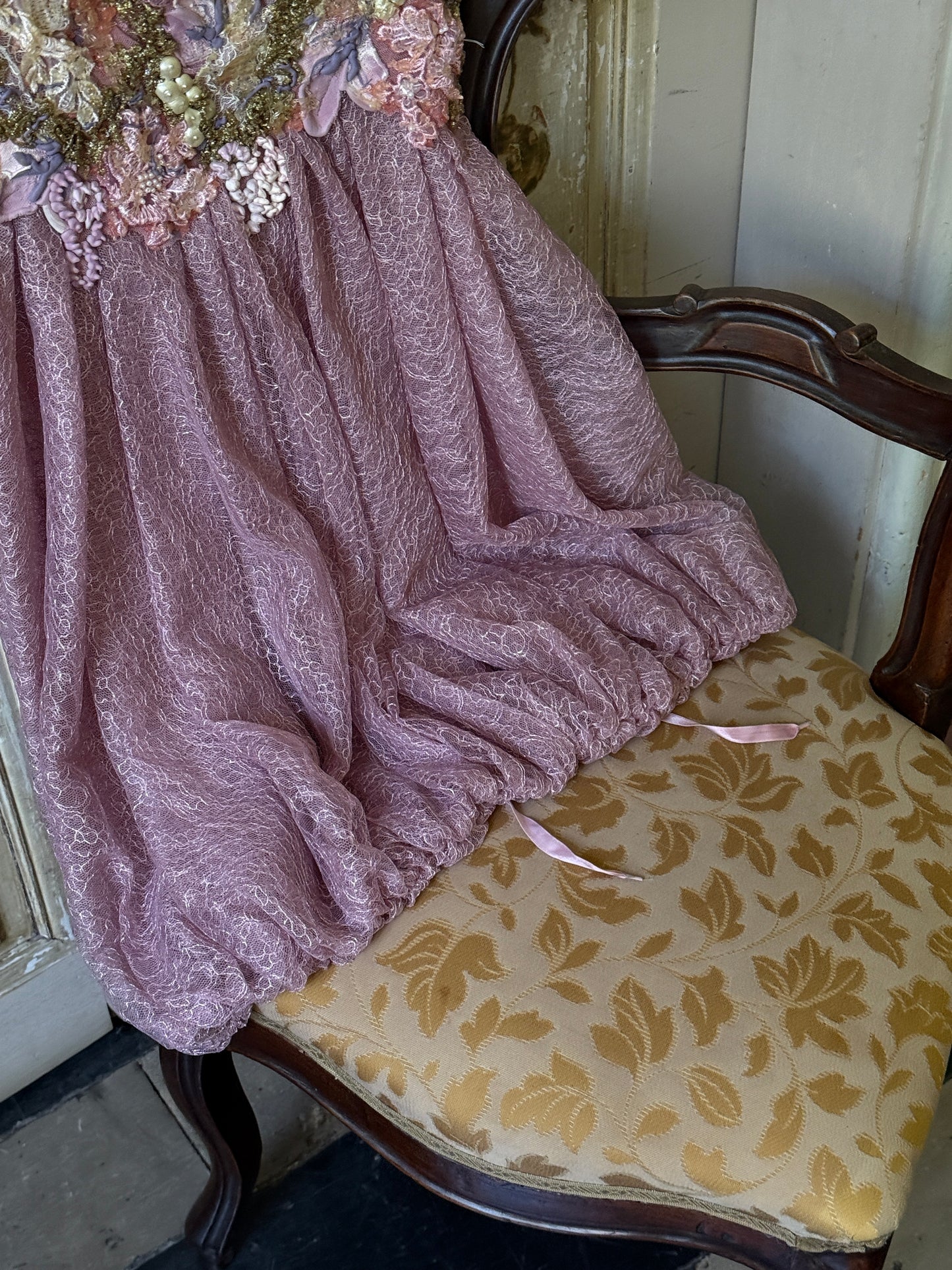 Ema Savahl Pink Corset Floral Appliqué Dress