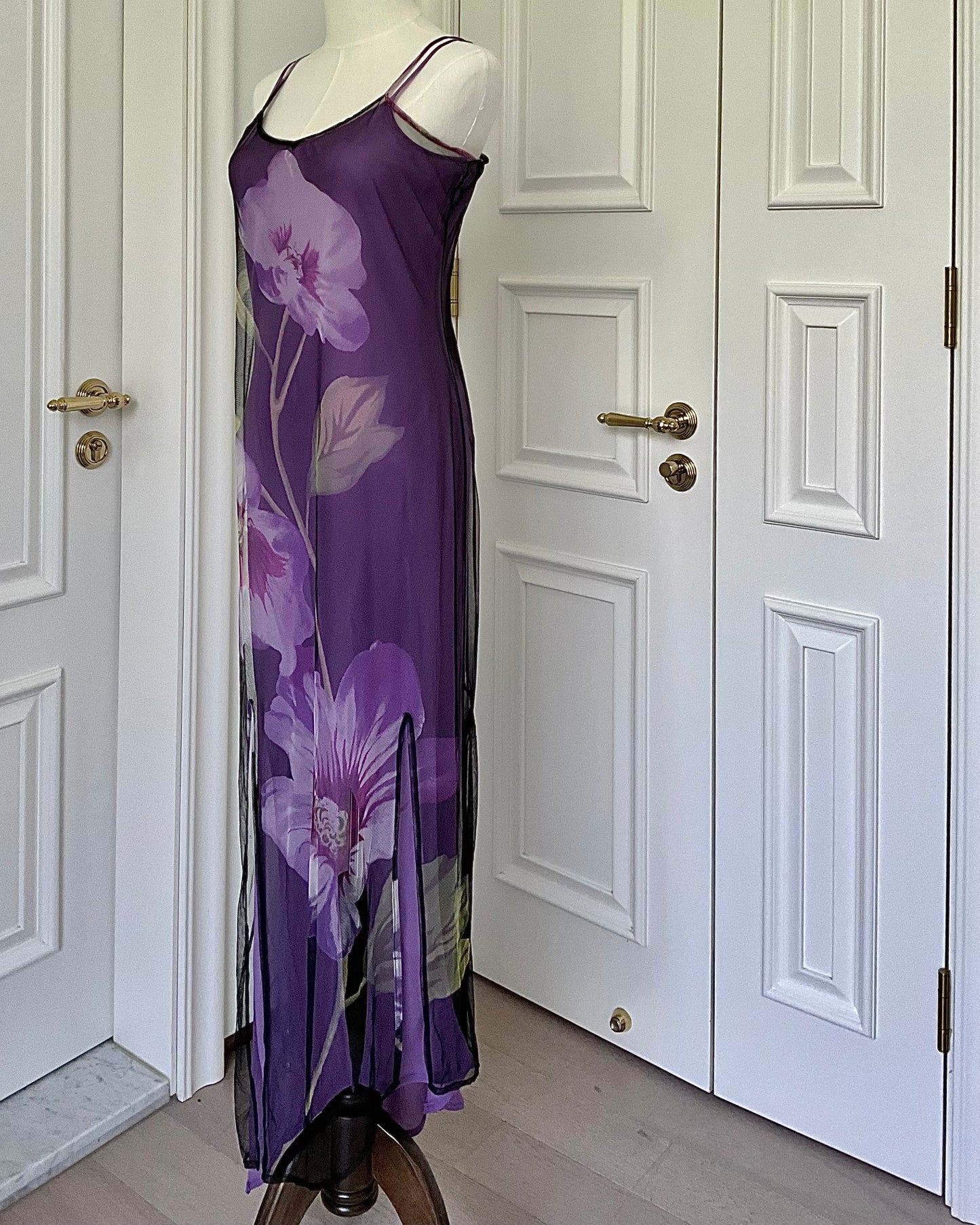 Vintage Italian Purple Floral Maxi Dress