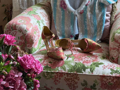 Manolo Blahnik Brocade Pumps with Ruffle Details