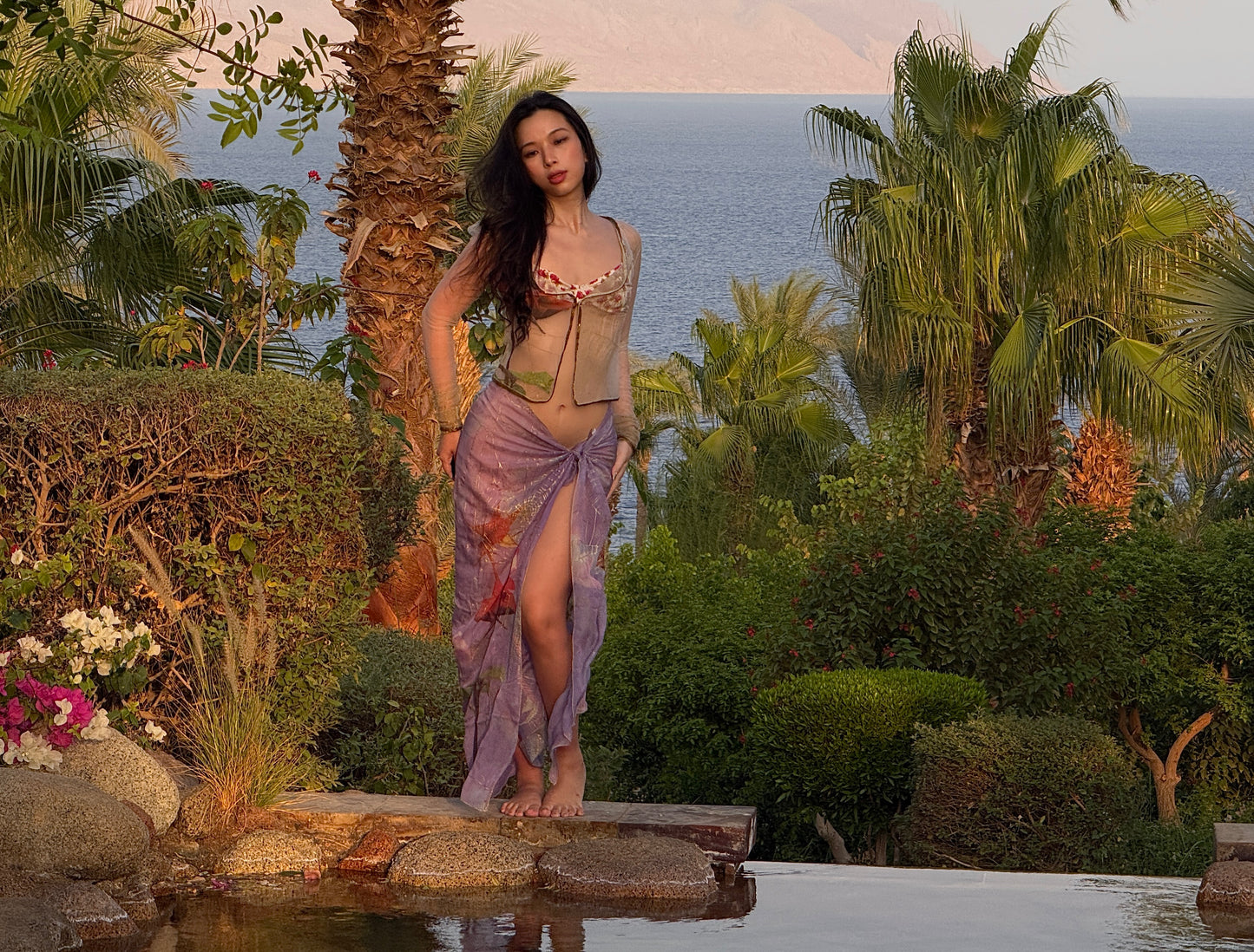 Roberto Cavalli 1999SS Rose and Spiderweb Cardigan & Silk Sarong