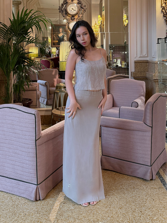 Emporio Armani 2000SS Lilac Feather Top & Skirt Ensemble