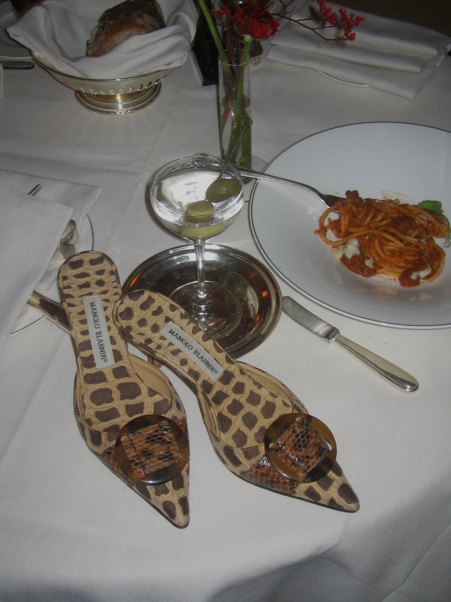 Manolo Blahnik Giraffe Print Mules