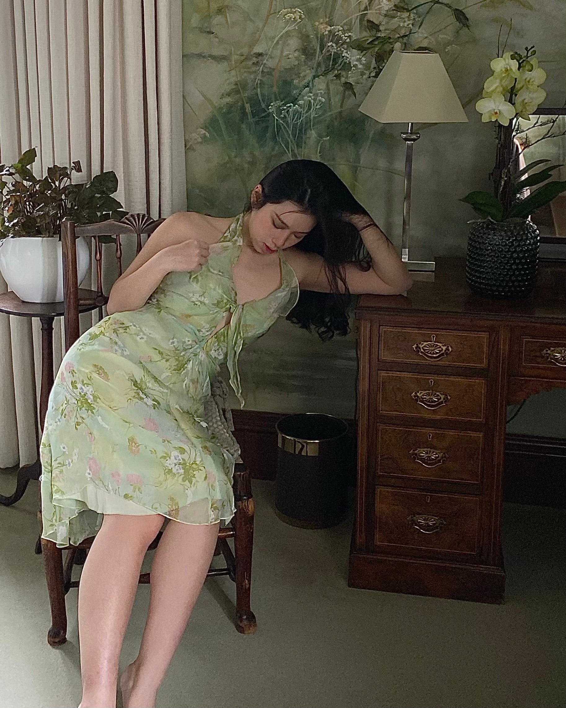La Perla 2004 Halter Neck Built-In Corset Floral Dress La Perla 2004 Halter Neck Built-In Corset Floral Dress