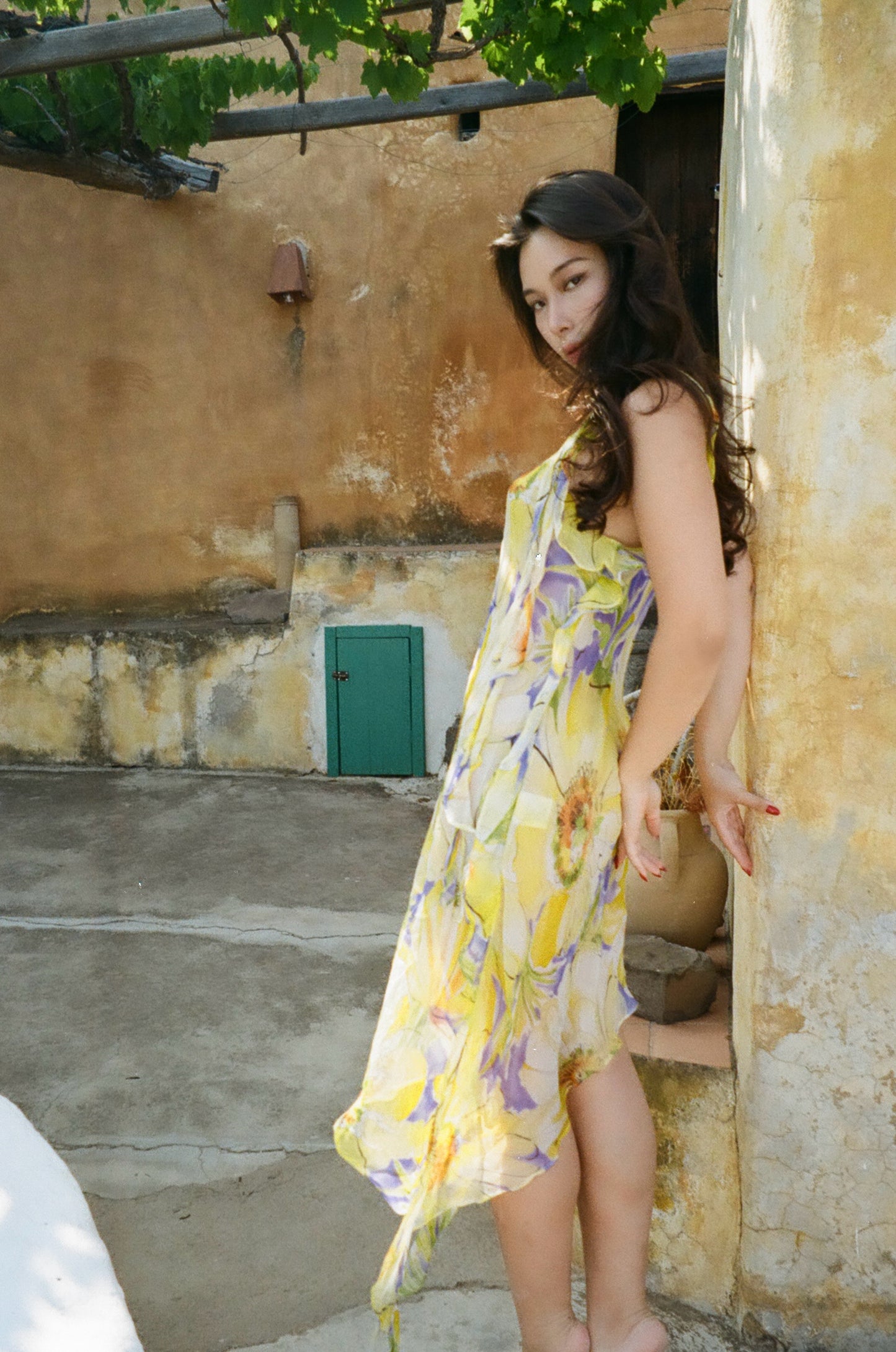 Dolce & Gabbana D&G Yellow Watercolour Floral Silk Chiffon Dress