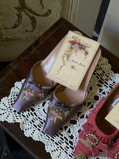 Prada Lilac Floral Mules