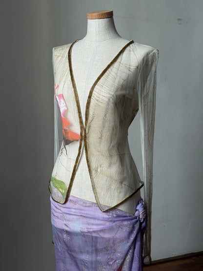 Roberto Cavalli 1999SS Rose and Spiderweb Cardigan & Silk Sarong