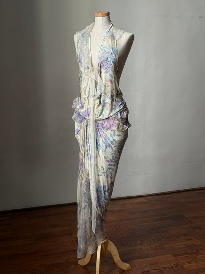 Emanuel Ungaro 2003FW Floral Print Ensemble with Ruffle Details