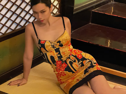 Dolce & Gabbana D&G Japanese Floral Print Bodycon Dress
