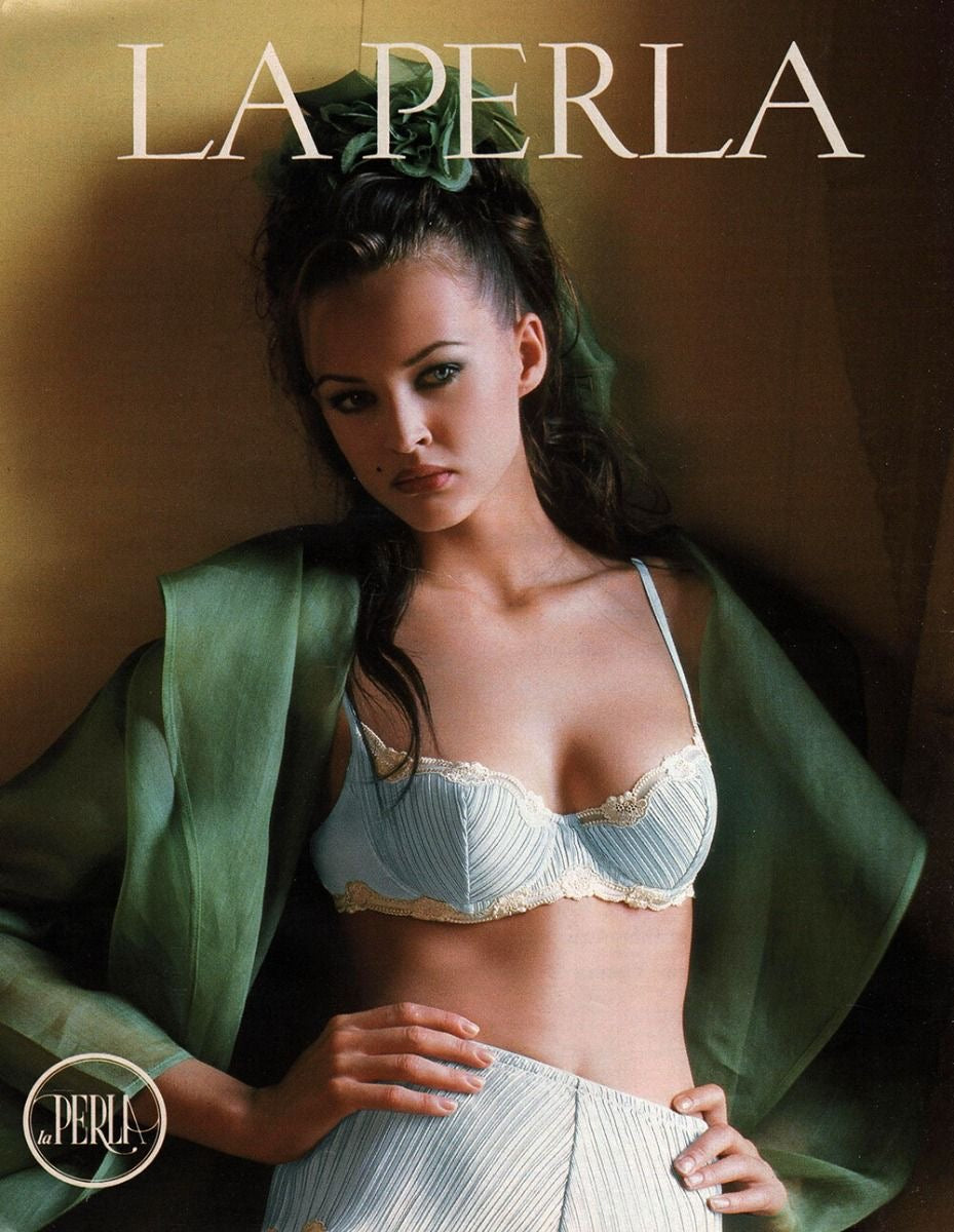 La Perla 1996 Light Blue Pleated Corset and Panty Set