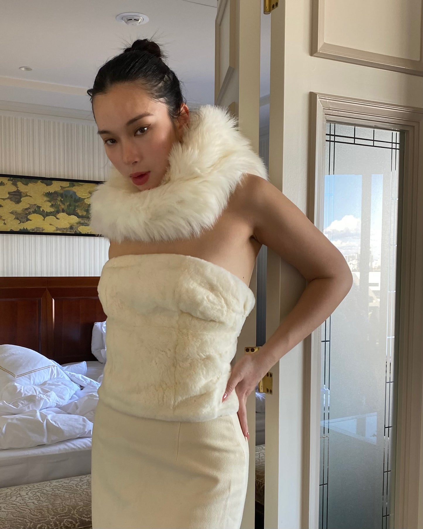 Blumarine 2000s Cream Fur Corset