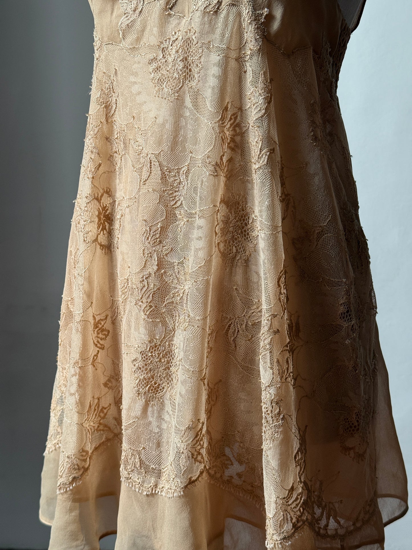 La Perla 90s Gold Label Floral Embroidered Lace Silk Chiffon Babydoll