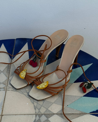 Moschino Cheap and Chic Fruit Appliqués Lace-up Heels