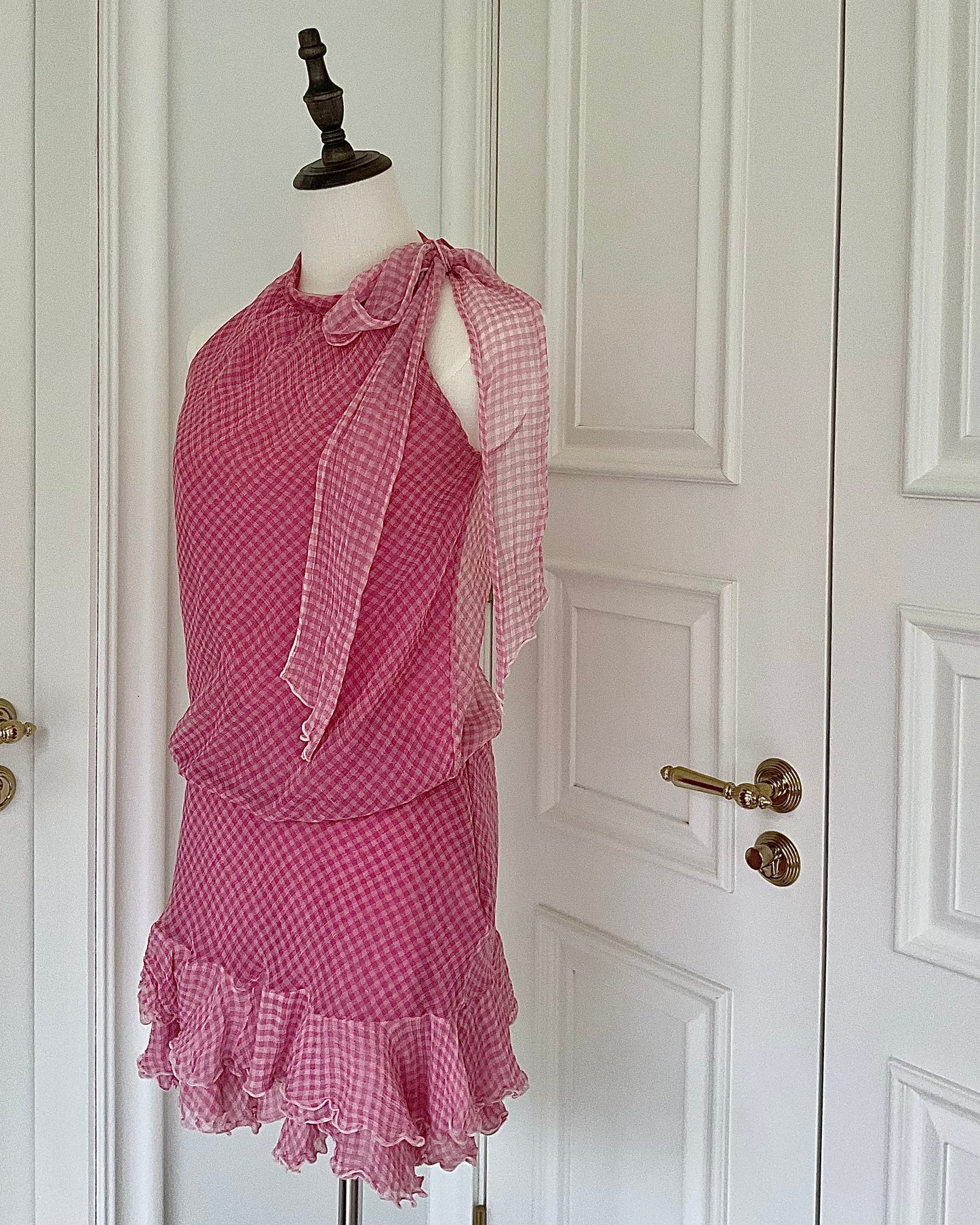 Blugirl Pink Gingham Top and Skirt Set