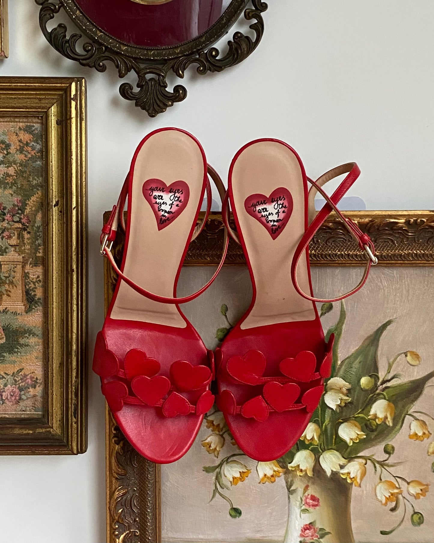 Valentino Heart Appliqué Leather Heels