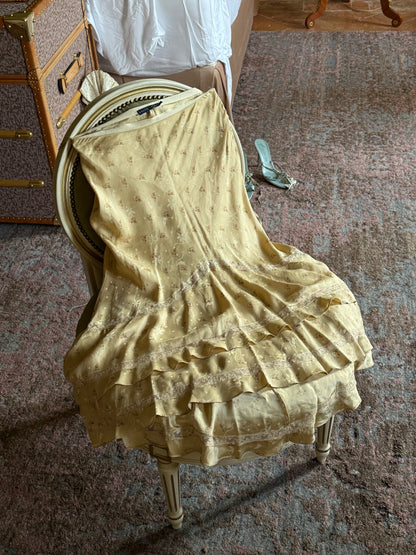 Ralph Lauren 2000s Satin Floral Lace Insert Skirt