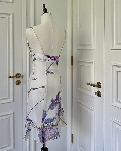 Valentino Purple and Blue Floral Bustier Dress