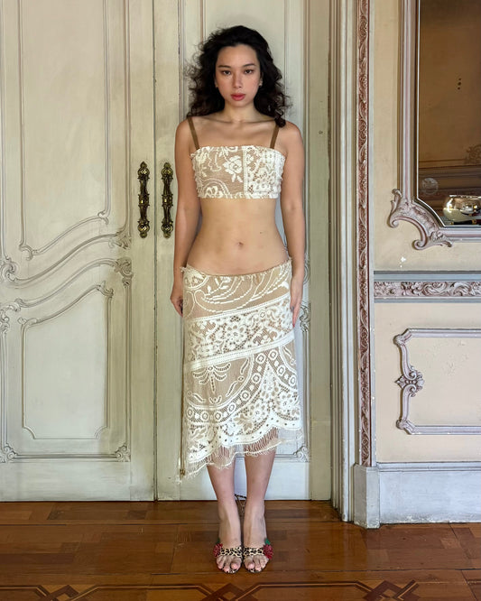 Dolce & Gabbana D&G Lace Net Top & Skirt Set