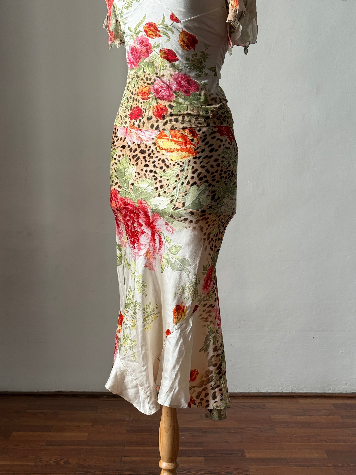 Roberto Cavalli 2002SS Rose and Leopard Print Ensemble