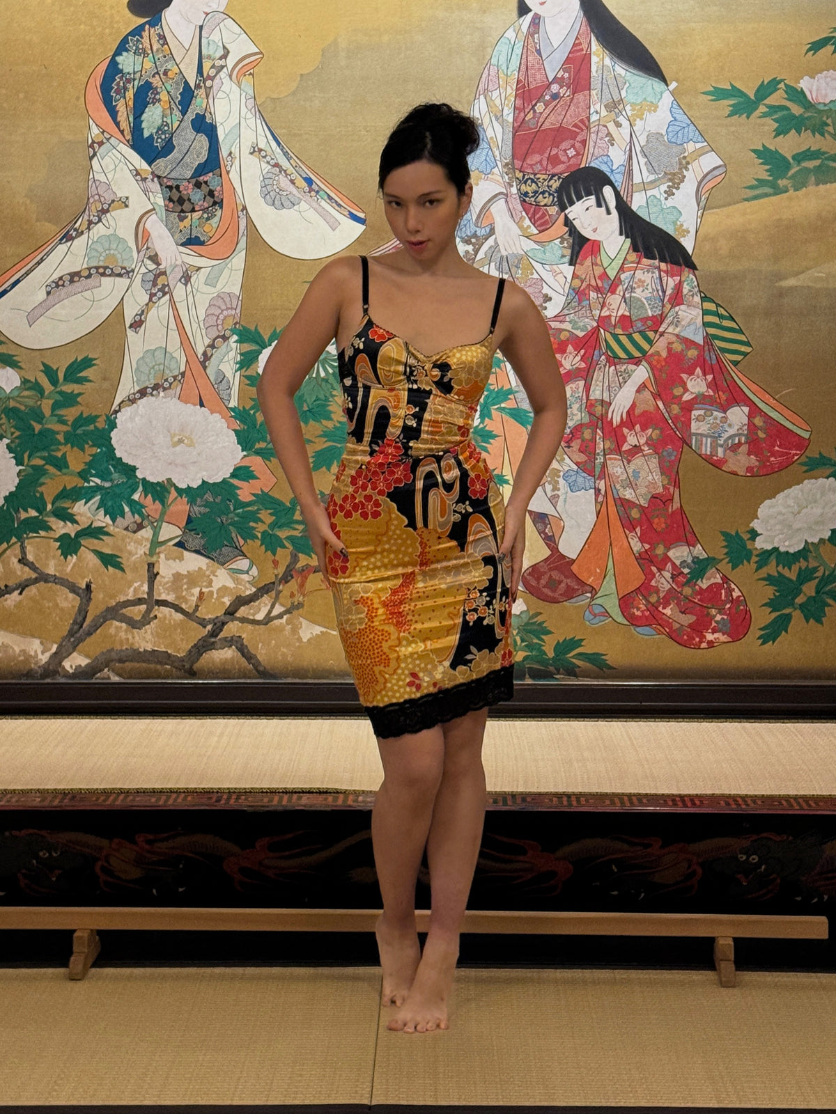 Dolce & Gabbana D&G Japanese Floral Print Bodycon Dress