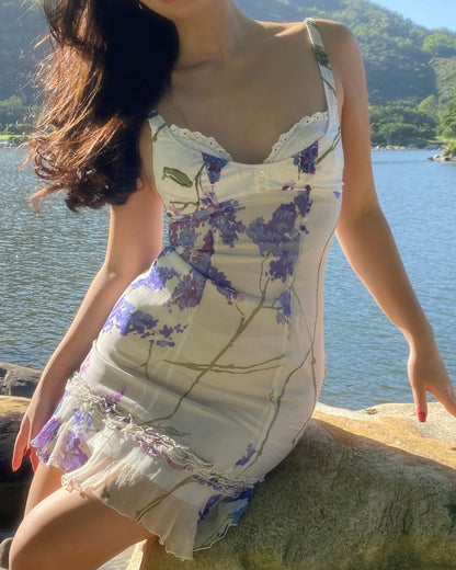 Valentino Purple and Blue Floral Bustier Dress