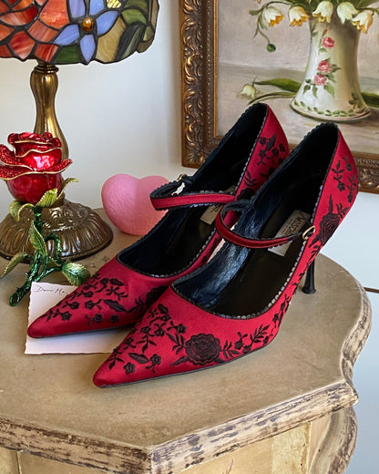 Moschino Red Floral Heels