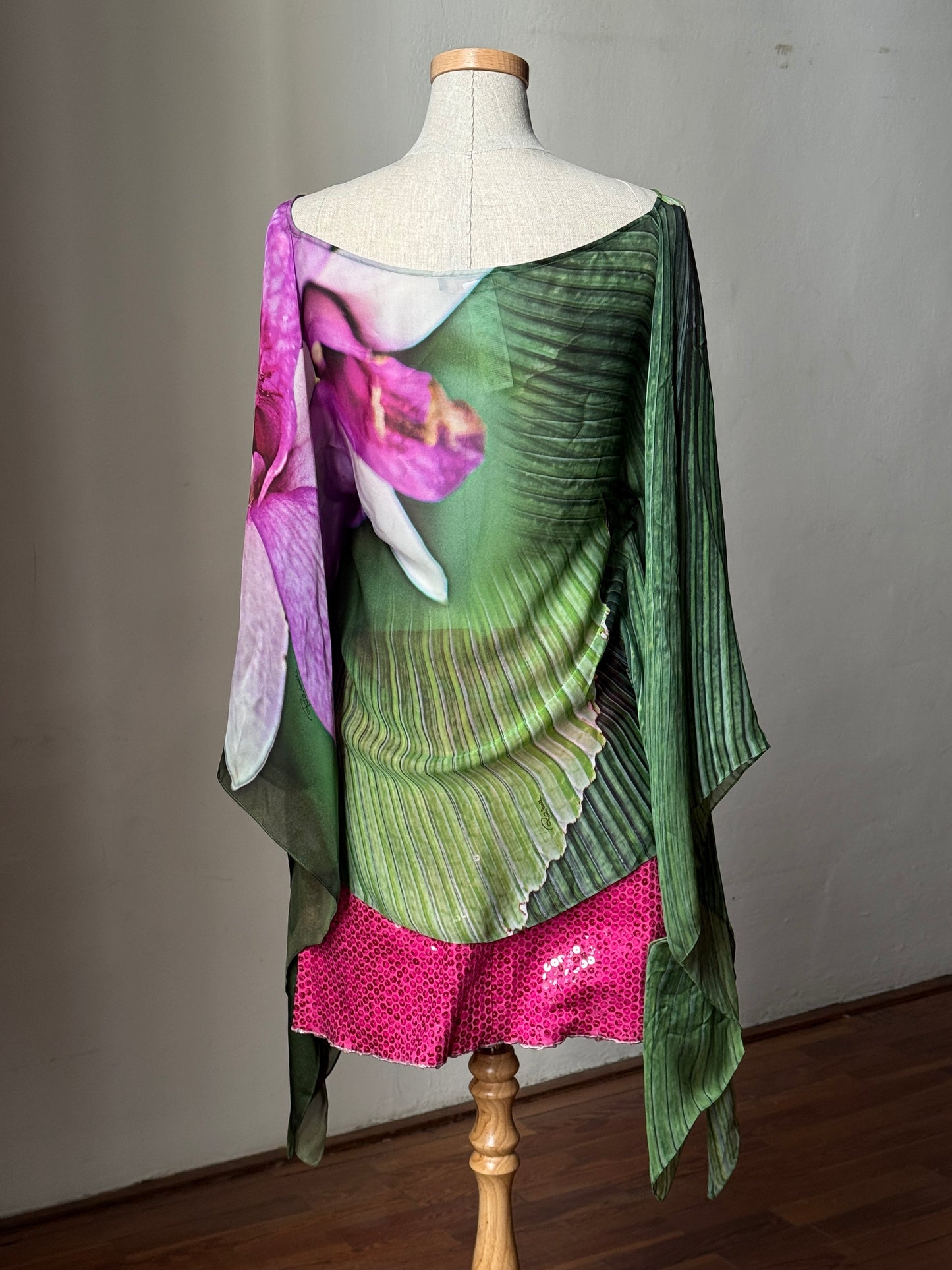 Roberto Cavalli Orchid Print Blouse & Voyage Sequinned Mini Skirt