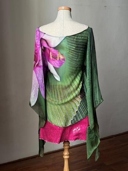 Roberto Cavalli Orchid Print Blouse & Voyage Sequinned Mini Skirt