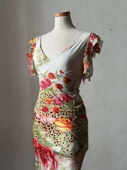 Roberto Cavalli 2002SS Rose and Leopard Print Ensemble