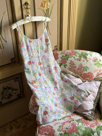 Chanel 2004 Cruise Ice Cream Print Silk Chiffon Dress