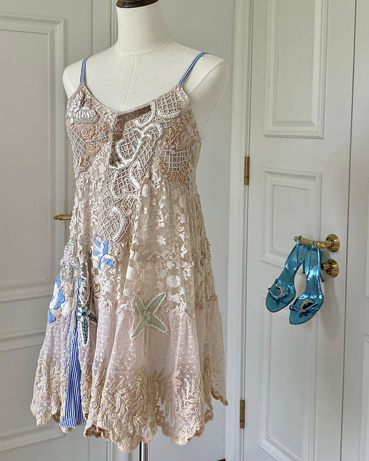 Vintage Sea Life Lace Dress with Appliqué