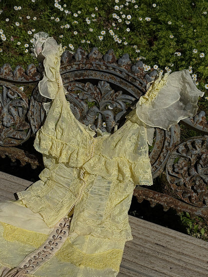 Dolce & Gabbana D&G 2006SS Baby Yellow Lace Top & Corseted Skirt