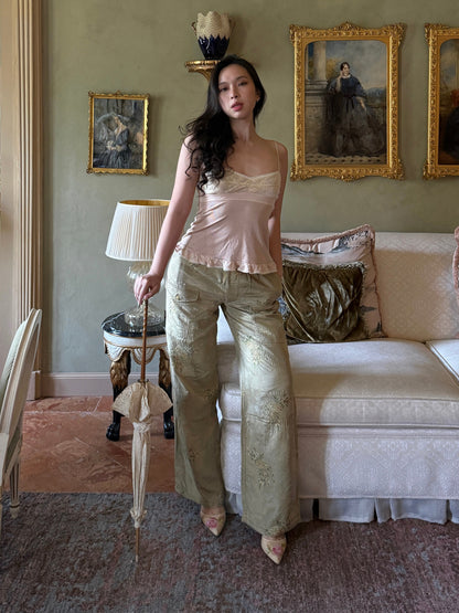 Ralph Lauren 2003SS Sage Green Brocade Pants
