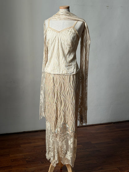 Vintage Italian Designer Nude Mesh Ensemble