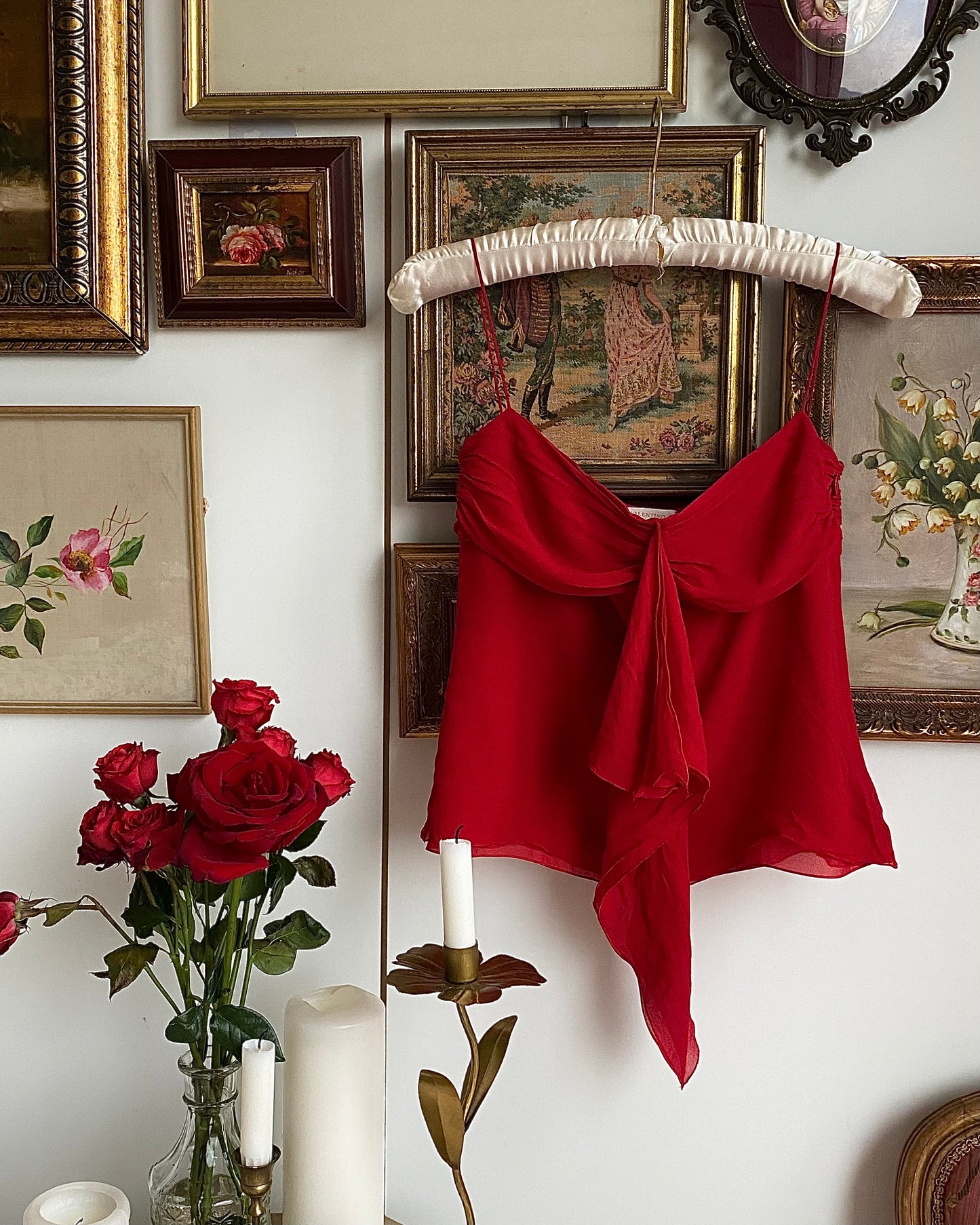 Valentino Red Ruffled Silk Chiffon Top