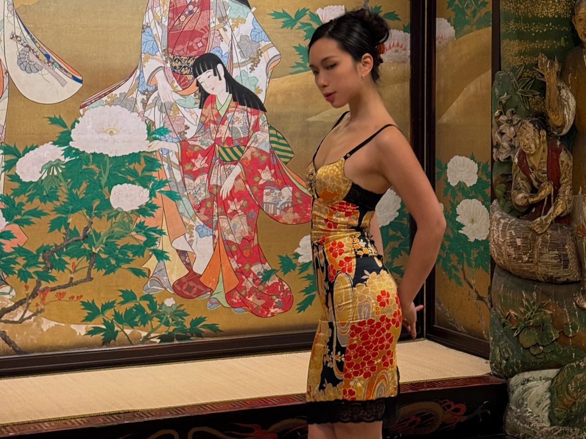 Dolce & Gabbana D&G Japanese Floral Print Bodycon Dress