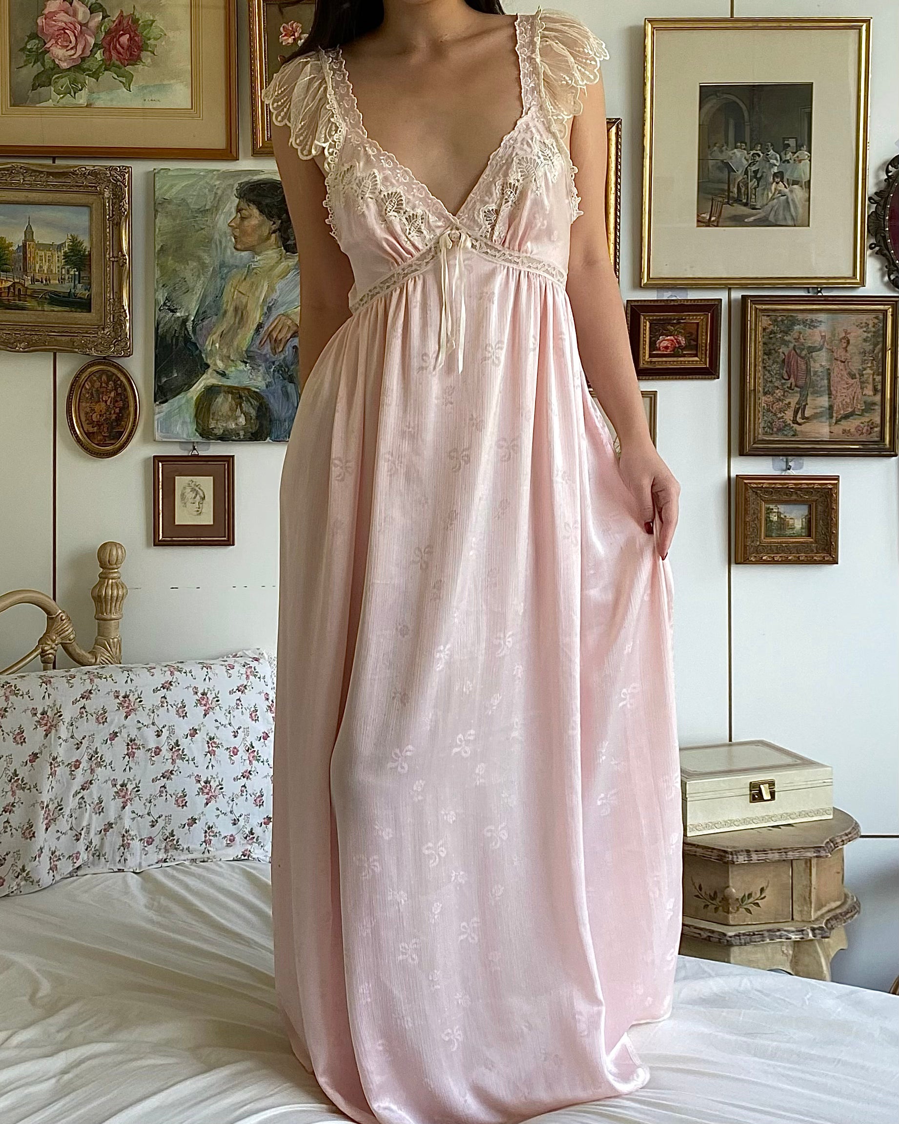 dior silk slip dress Vintage Christian Dior Slip 70s White Dress Slip Lace Trim Embroidered Dior Knee Length Polyester Size 36 Chic Classic Designer Lingerie