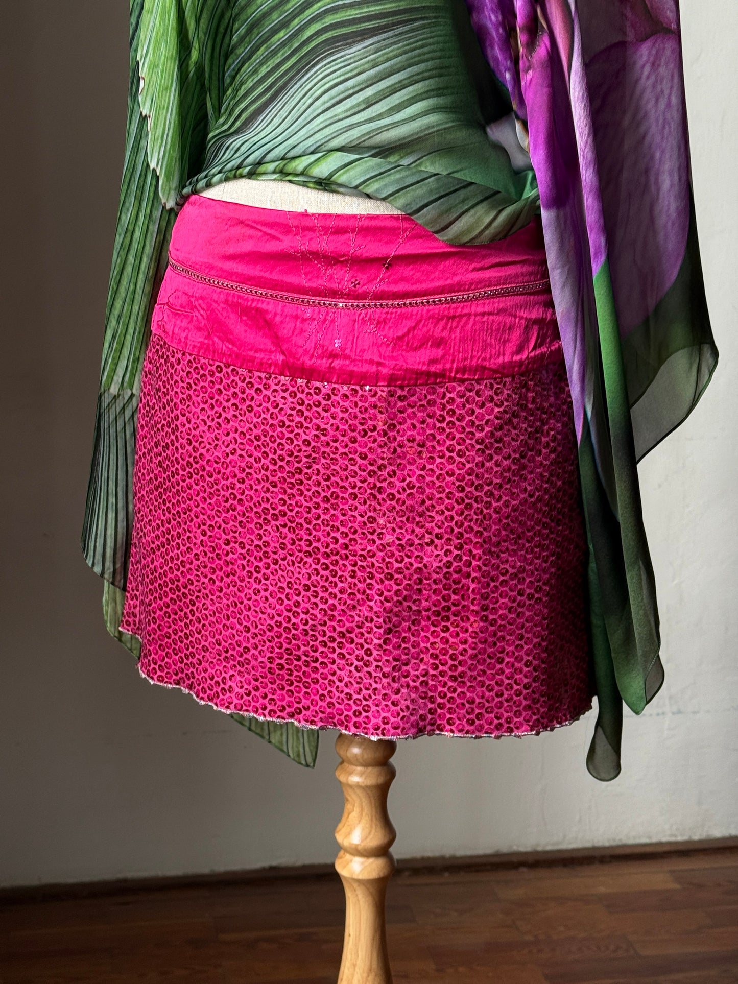 Roberto Cavalli Orchid Print Blouse & Voyage Sequinned Mini Skirt