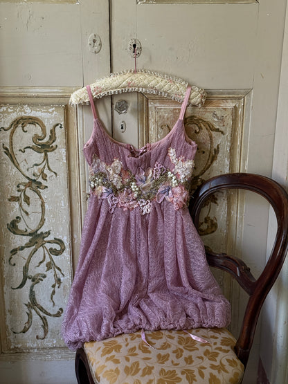 Ema Savahl Pink Corset Floral Appliqué Dress