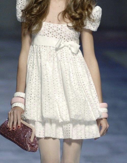 Blugirl 2007SS White Eyelet Babydoll Dress