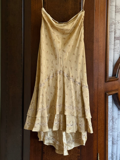 Ralph Lauren 2000s Satin Floral Lace Insert Skirt