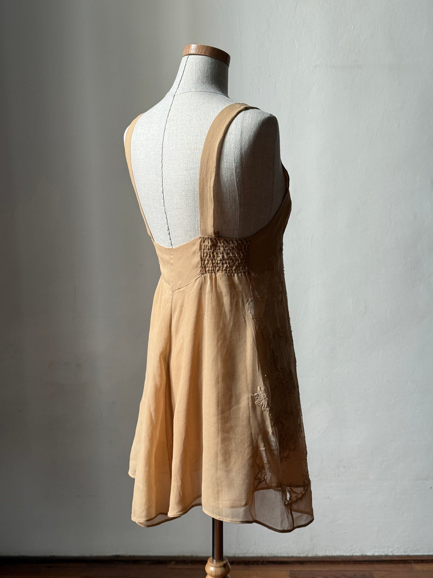 La Perla 90s Gold Label Floral Embroidered Lace Silk Chiffon Babydoll